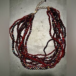 Vintage Avon Tonal Burgundy Multistrand Necklace‎ NIB
